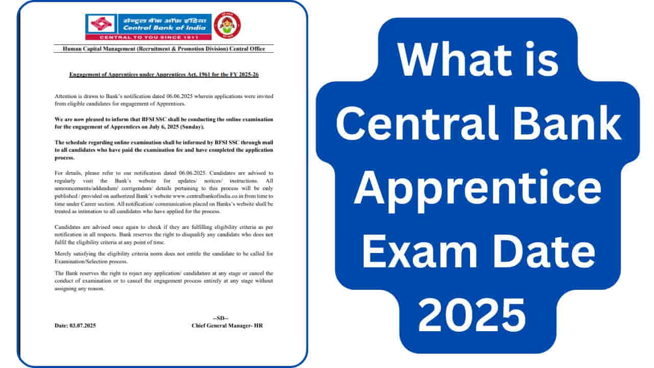 Central Bank Apprentice Exam Date 2025